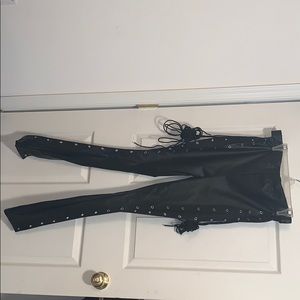 black leather tie up on the side pants